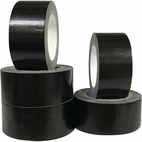 Lot de 5 ruban adhésif, tissu noir, 220 microns, 50 mm x 20 m, étanchéité, réparation, intérieur extérieur (1/3)