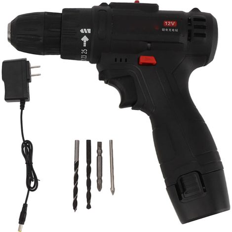 Perceuse électrique sans fil 12V 1500mAh lithium-ion, 2 vitesses variables, kit bricolage maison DIY, chargeur inclus, prise US 110V-220V (1/5)