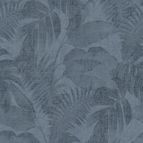 BRICOFLOR Papier peint tropical moderne | Papier peint bleu foncé | Papier peint feuille | Papier peint chambre - 10,05 x 0,53 m (1/5)