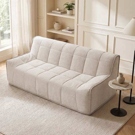Wahson Canapé 2 Places en Chenille Canapé Compressé Moderne, Canapé 2 Places Compressé en Tissu Anti-griffes, Déhoussable, avec Coussins Épais, 180cm, Beige (1/5)