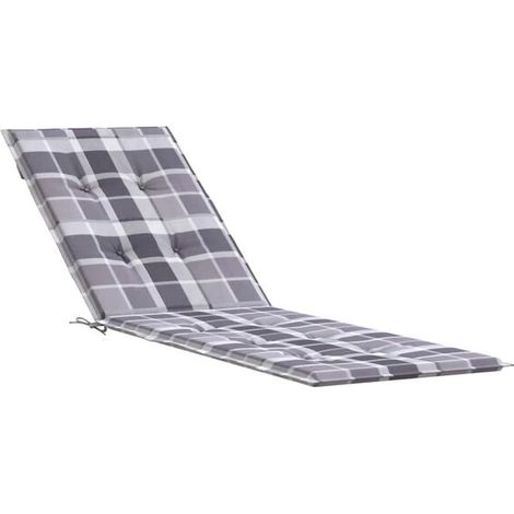 Coussin de chaise de patio à carreaux gris (75+105) x 50 x 4 cm (1/5)