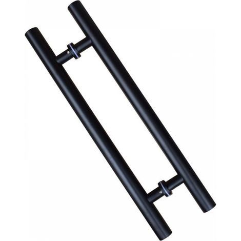 Poignée de porte coulissante, double face en forme de H, poignée de porte battante robuste, noire Longueur 500 mm Espacement des trous 300 mm (1/4)