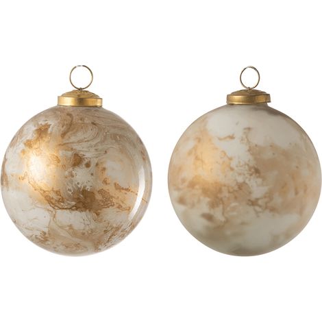 Lot de 2 boules de noël motif marbre doré (1/3)