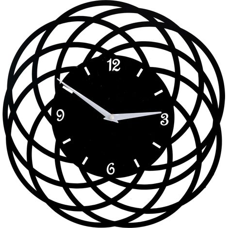 Orologio da Parete Ø40xh2 cm in Metallo Nero (1/2)