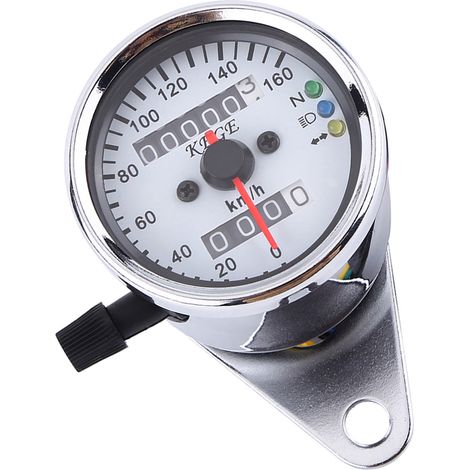 Universeller Motorrad-Tachometer, km/h-Kilometerzähler, silbernes Zifferblatt (1/5)