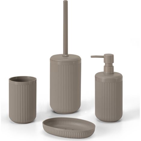 Set accessori bagno completo di 4 pz tortora cannettato Arizona (1/5)