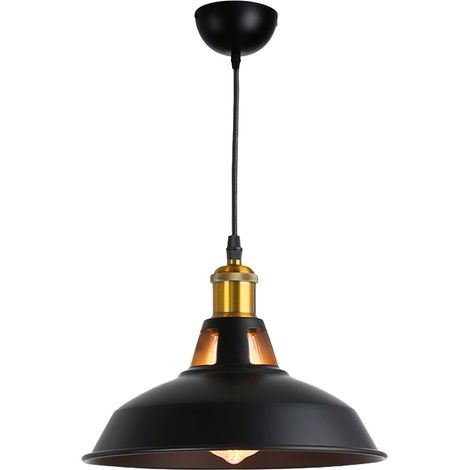 Plafonnier rétro industriel métal noir  E27 Ø27 cm