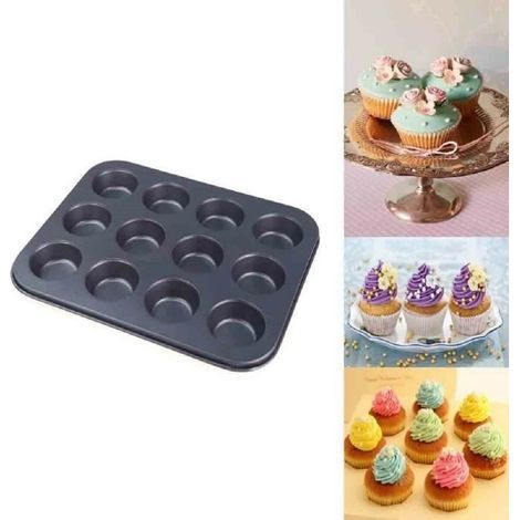 Teglia grande in metallo antiaderente a 12 cavità per mini-muffin e cupcake, 35 x 27 cm - LaPetiteCaverne (1/4)