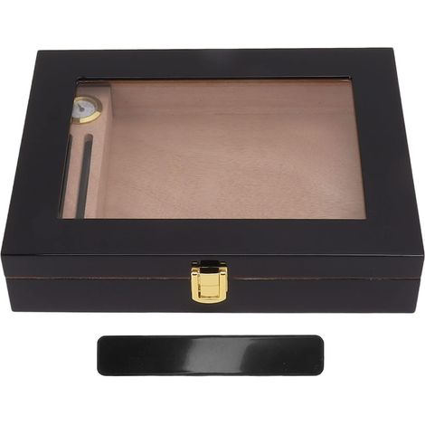 Transparent Cigar Box, Cigar Humidor, Cigar Box, Window, Cigar Humidor with Mechanical Hygrometer, Mini Portable Cigar Box for 20 Cigars, Gifts for Men (1/5)