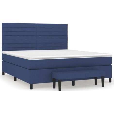 Maison Exclusive - Sommier à lattes de lit avec matelas Bleu 160x200 cm Tissu (1/5)