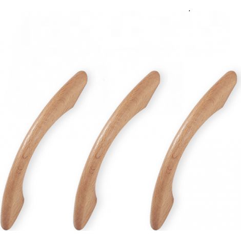 Lntyq Schrankgriffe aus Buchenholz mit Schrauben, Möbelgriffe, Türknauf für Schubladen, Kleiderschränke, Kommoden, Lochabstand 96 mm, 8er-Pack (1/5)