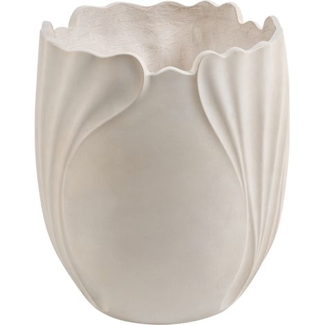 Maceta de óxido de magnesio con forma de flor escultural para jardín interior exterior resistente a la intemperie 50 L beige claro Arpone (1/5)