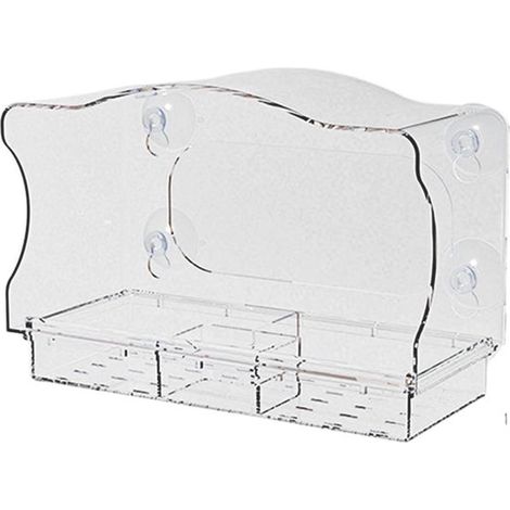 Futterstation aus Acryl – Vogelhausfenster – Vogelbeobachtung – 360°-Rundumsicht – 27 x 18 x 15,5 cm – Transparent (1/5)