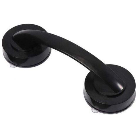 Poignée de douche simple sans perforation - Ventouse verrouillable - Poignée de douche pour personnes âgées avec poignée à ventouse - Noir (1/4)