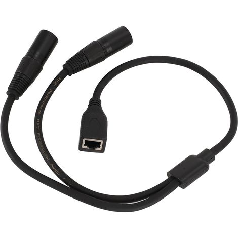 Câble adaptateur double XLR 3 broches mâle vers RJ45 femelle, câble répartiteur en Y XLR vers RJ45 pour contrôleur DMX CON, longueur 48 cm (1,6 pi). (1/5)