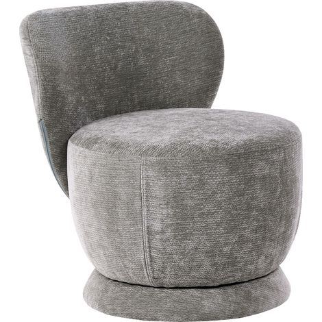 Poltrona con base girevole rotonda rivestita in tessuto chenille verde chiaro Blomma (1/5)