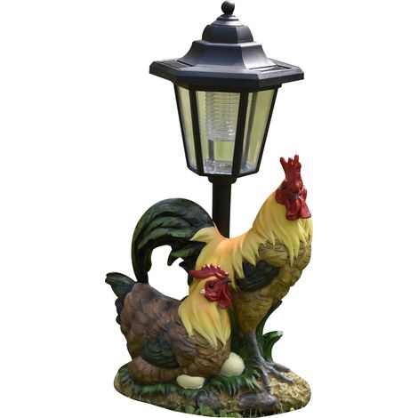 Statue de jardin en forme de poule, lanterne solaire, résistante aux intempéries, idéale pour la cour, la pelouse et lextérieur (1/5)