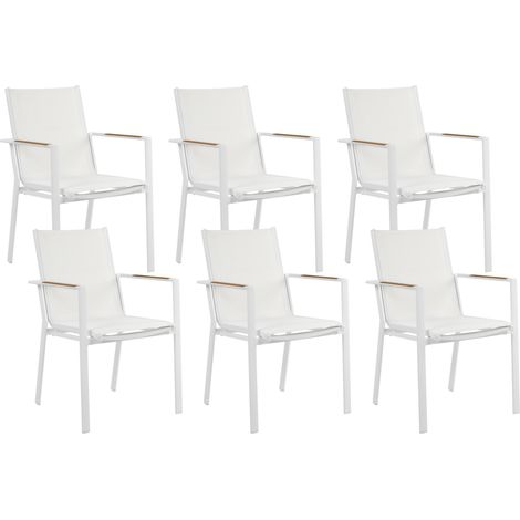 Conjunto de 6 sillas de jardín de aluminio material sintético blanco Busseto
