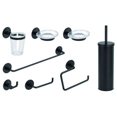Metaform KIT ACCESSORI BAGNO DA PARETE SERIE WIND Pz.8 Col. Nero