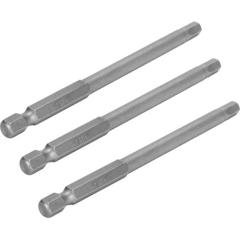 Embout de tournevis hexagonal 5mm en acier trempé, pointe magnétique, S1/4 100mm, lot de 10, livré en boîte plastique. (1/5)