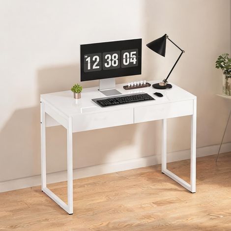 Bureau blanc en acier bois 100 x 50 x 75 cm (1/5)
