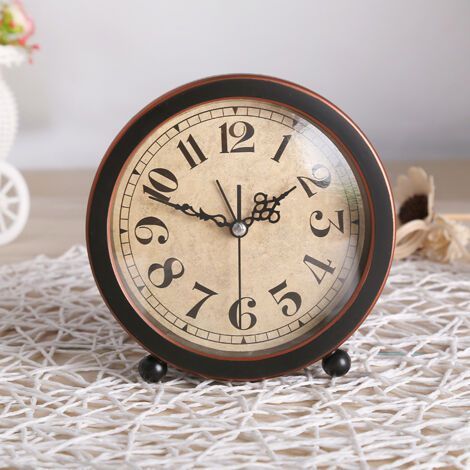 Vintage Alarm Clock, Silent Retro Metal Desk Clock with 13.5cm Dial, High Precision, Easy to Read for Bedside Table, Living Room or Office (1/5)