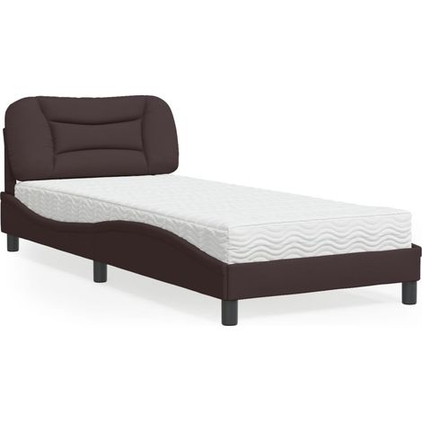 Lit avec matelas-Lit Adulte avec matelas Hvar marron foncé 90x200 cm tissu 770472 (1/5)