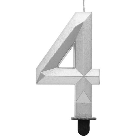 Vela número 4 - Plata metalizada diamante 7,6 cm