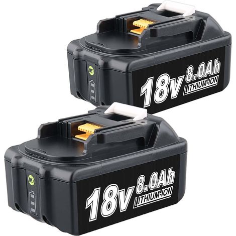 2X 8000mAh BL1860B pour Makita batterie de remplacement 18V lxt Li-ion LXT-400 BL1860 BL1850 BL1850B BL1840 BL1840B BL1830 BL1830B BL1815 BL1890 avec LED