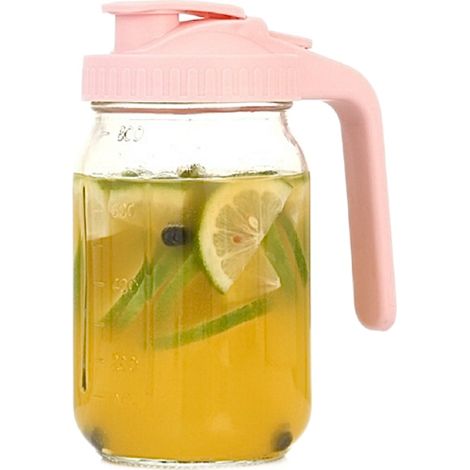 Beyamis Bouilloire en verre de 950 ml avec couvercle, à bascule pour verser, idéale pour le thé, les jus de fruits et le café infusé à froid. (1/5)