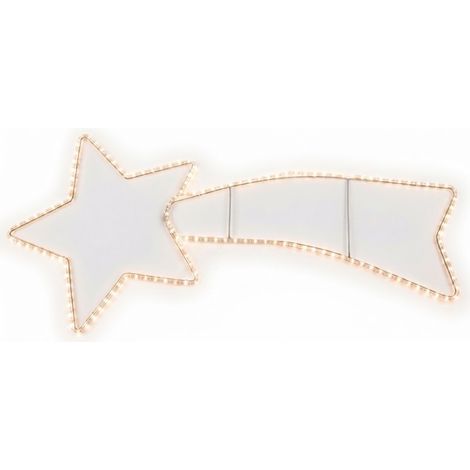 Stella Cometa Luminosa bianco caldo Grande cm 130x57 cm da Esterno o interno Tubo con 144 luci gialle fisse Protezione IP44 Decorazione Natalizia casa presepe (1/5)