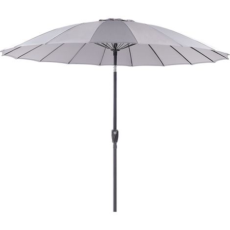 Sombrilla de poliéster gris claro negro 255 cm poste metal manivela Baia