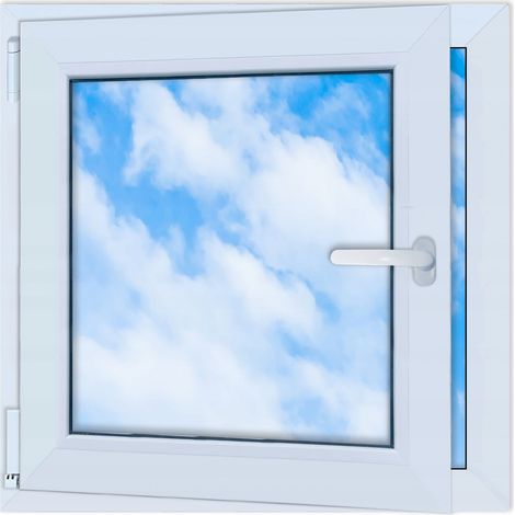 PVC-Fenster weiß 70x70 LINKS, neues 700x700 mm Doppelglas RU Dreh-Kipp-Fenster