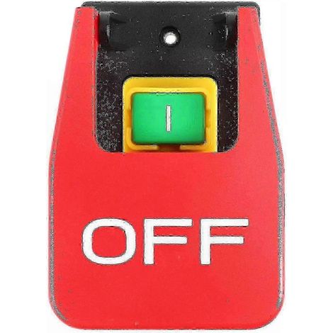 Bouton d'arrêt d'urgence rouge avec fonction marche/arrêt, capacité de 16 A, protection électromagnétique contre les sous-tensions. (1/5)