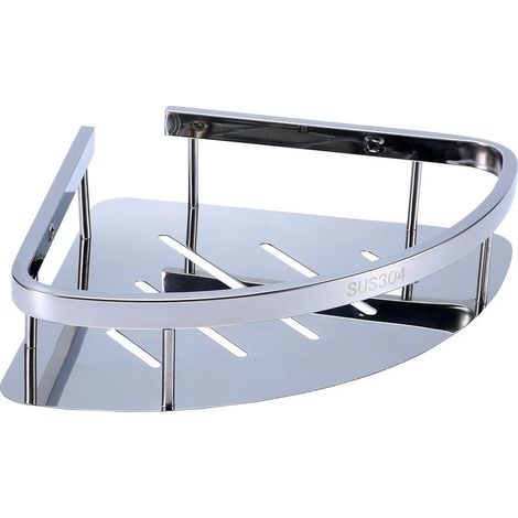 Tablette d'angle pour douche en acier inoxydable 304 – Ventouse triangulaire – Drainage efficace – 22 x 7 cm pour salle de bain et cuisine – (1/4)
