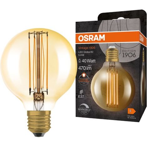 Globo 1906 de 80 mm con filamento de oro claro 5.8W E27 Caliente - Osram