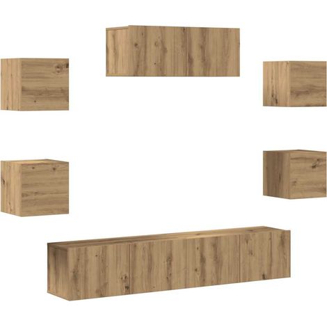 7 Piece TV Cabinet Set Wall-mounted Artisan Oak vidaXL (1/5)