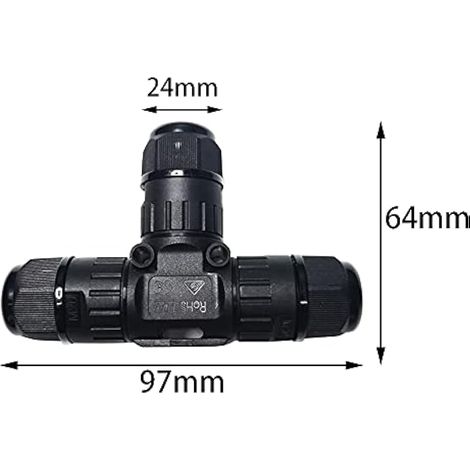 Connecteur Etanche T IP68, M20 Connecteur de câble étanche, Postuler à Ø 9-12mm Aux Intempéries Câble de Raccordement Extérieur Douille (3 Pôles) (1/4)