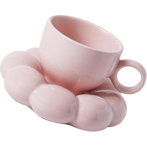 Ceramic Coffee Mug and Saucer Set with Handle for Home Office (1/5)