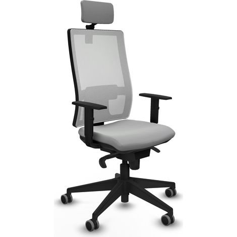 Horna sincro malla blanca similpiel gris claro brazos 1D base piramidal cabecero 2D ruedas 65mm engomadas (1/5)