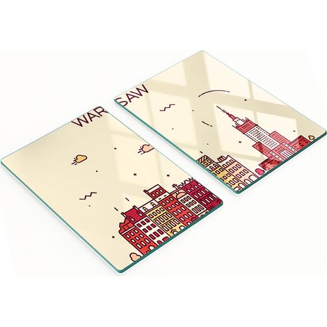Küchenschneidebretter aus Glas mit Grafik, Warschau, Polen, 2 x 40 x 52 cm (1/5)