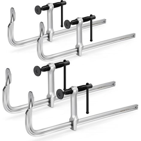 4 - Serre-joint - Acier forgé - Soudure et travail du bois - Finition chrome - Gris - 30x7,6cm