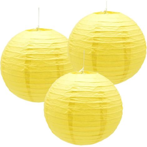 Lustres en papier 3 branches pour anniversaire, Halloween, mariage et décoration intérieure (25 cm/jaune) (1/5)