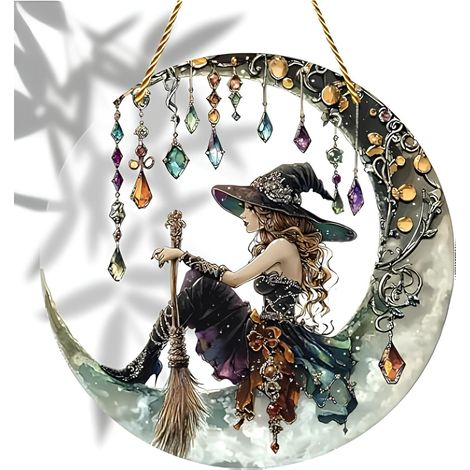 Pendentif Murale Acrylique Sorciere - Pendeloque Cristal Réfléchissante - Décoration Intérieure Fenêtre Porte - 1 Pièce (1/2)