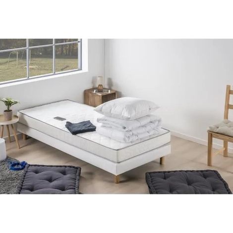 Deko-dream DEKO DREAM TOP Matratzen- und Lattenrost-Set Weiß 90x190 cm