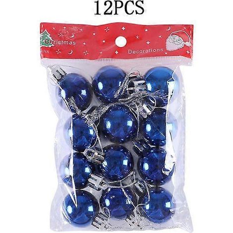 24 boules de Noël bleues (12 boules de 3 cm) - Décorations pour sapin de Noël et décoration intérieure - Accessoires de Noël et du Nouvel An (1/5)