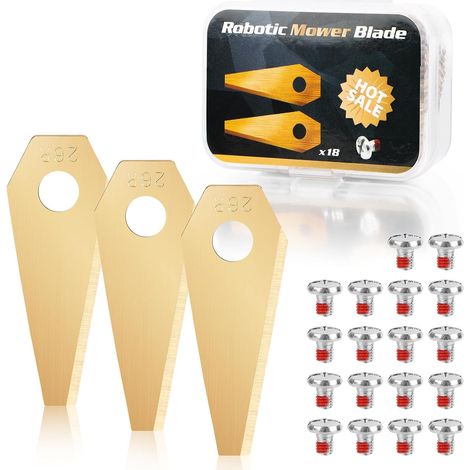 Lot de 18 lames de tondeuse-robot en acier inoxydable, lames de tondeuse-robot de rechange avec 18 vis pour robot tondeuse de Bosch Indego (800, 1000, 1200, 350, 400, 450, Connect) (1/5)