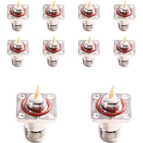 10 connecteurs coaxiaux RF TNC femelles droits, montage panneau 4 trous, godet à souder pour électronique (1/5)