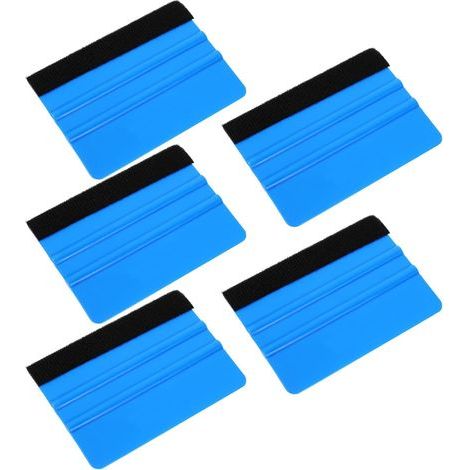 CCYKXA Set of 5 Blue Plastic Squeegees with Felt Edge, 10x7 cm, Car Window Film Application Tool, Interior Car Film Scraper and Car Window Screen (1/5)