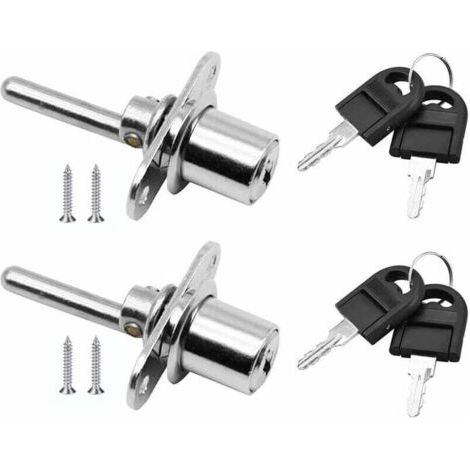 Pieces Drawer Lock with Key for Furniture, Piston Lock for Filing Cabinets, Display Cabinets, Diameter 16 mm, Length 61 mm (Silver)